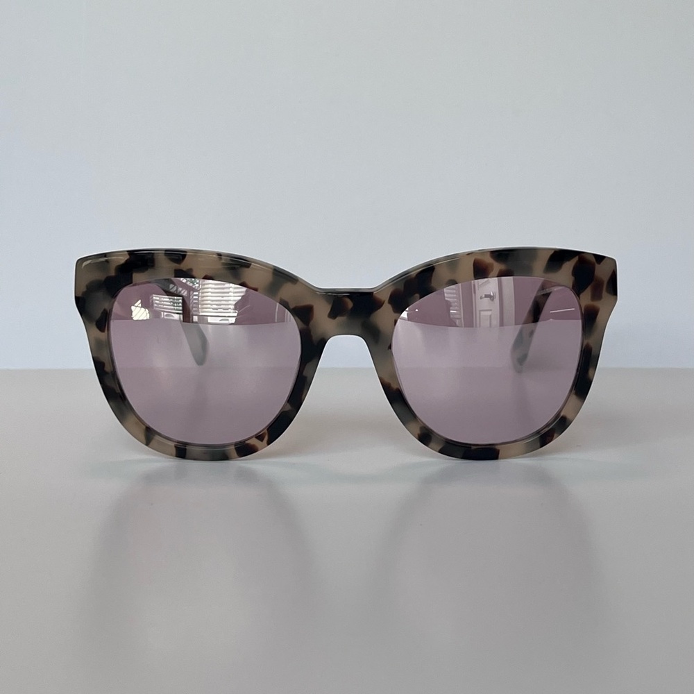J. Crew Cabana Oversized Sunglasses Cream Tortoise with Pink Mirror Lenses